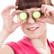 Foto: Beautiful young girl with vegetable on white background. Beautiful young girl with vegetable on white background.