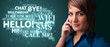 Young girl calling by phone with word cloud