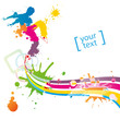 Dance with colorful spots and splashes on white