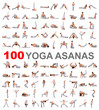 100 yoga poses on white background