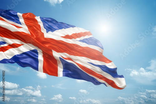 Illustration: union jack in the blue sky union jack in the blue sky