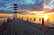 Lighthouse at Lake Neusiedl at sunset