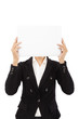 businesswoman holding the blank board