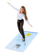 Foto: Business woman flying on credit card Business woman flying on credit card