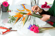 Female Hands Arranging Bouquet.