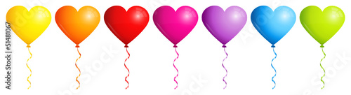 Vector: Border 7 Balloons Hearts Color Border 7 Balloons Hearts Color