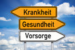 Foto: Wegweiser mit Krankheit, Gesundheit und Vorsorge Wegweiser mit Krankheit, Gesundheit und Vorsorge
