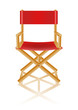 red directors chair on white