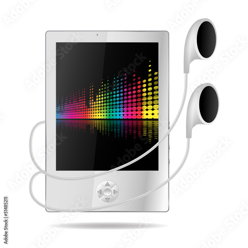 Vector: mp3 player with musical background on screen mp3 player with musical background on screen