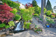 Backyard of Luxury Home with Colorful Plants