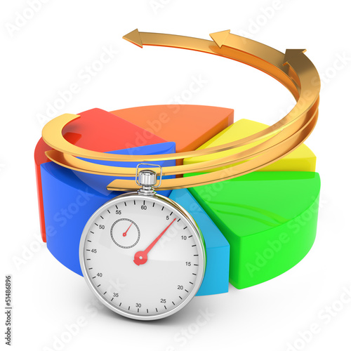 Illustration: business chart and stopwatch business chart and stopwatch