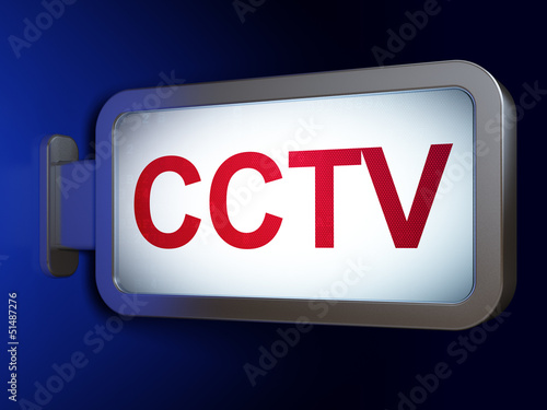 Illustration: Safety concept: CCTV on billboard background Safety concept: CCTV on billboard background