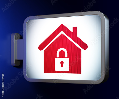 Illustration: Protection concept: Home on billboard background Protection concept: Home on billboard background