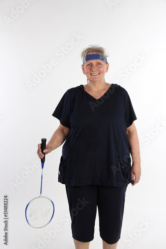Photo: Frau mit Badmintonschläger Frau mit Badmintonschläger