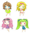 SD cartoon girls in swimsuit set