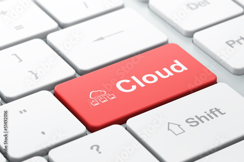 Illustration: Networking concept: Cloud Network and Cloud on computer keyboard Networking concept: Cloud Network and Cloud on computer keyboard