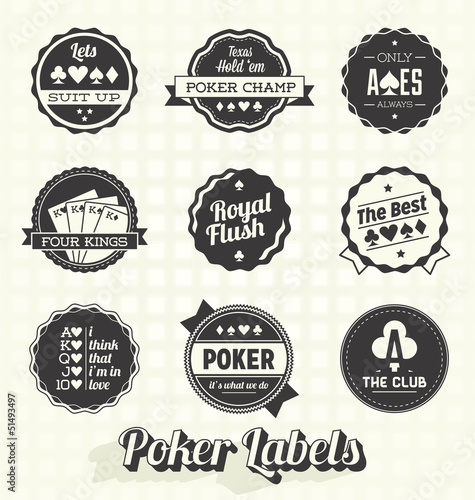 Vector: Vector Set: Retro Poker Labels and Icons Vector Set: Retro Poker Labels and Icons