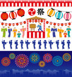 夏祭り　盆踊り　花火大会　広告　イラスト