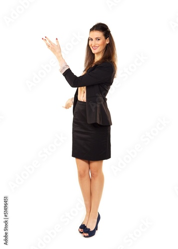 Photo: Businesswoman Gesturing in Copyspace Businesswoman Gesturing in Copyspace