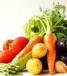 fresh spring vegetables - carrots, tomatoes, asparagus