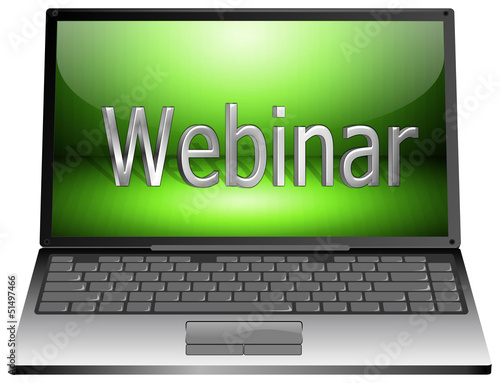 Illustration: Laptop mit Webinar Laptop mit Webinar