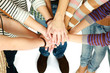 Pile of hands of friends