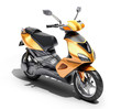 Trendy orange scooter close up