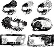 floral grunge labels  black roses