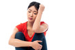 Pretty girl drained in sorrow, unhappy
