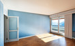 Interior classic apartment, blue sunny room