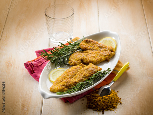 Photo: escalope with curry spice escalope with curry spice