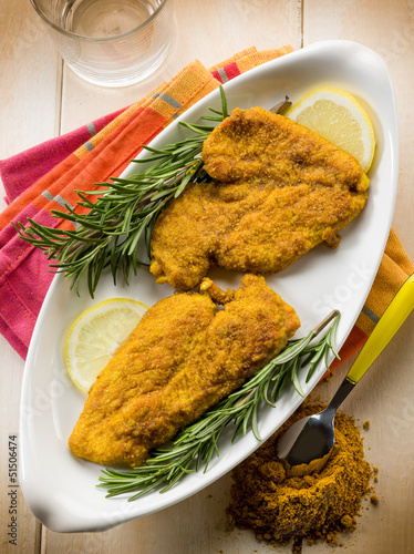 Photo: escalope with curry spice escalope with curry spice