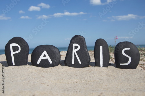 Photo: Paris, capital of France, souvenir on black stones Paris, capital of France, souvenir on black stones
