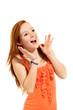 Portrait of young surprised girl, isolated on white background