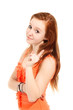 portrait of cute girl, isolated on white background