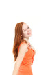 portrait of cute girl, isolated on white background