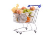 shopping cart with groceries