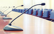 Empty conference room , starting the conference concept