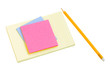 pile of notes with pencil