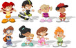 Vector: Group of happy cartoon children Group of happy cartoon children