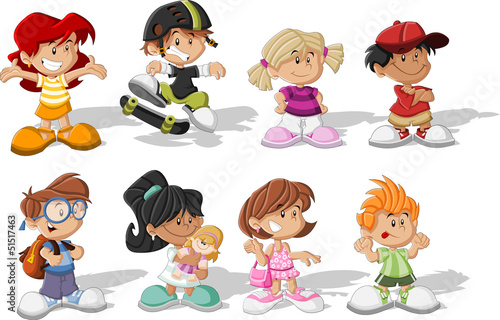Vector: Group of happy cartoon children Group of happy cartoon children
