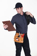 Electrician with a clipboard