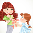 Vector: Daughter gives mom a gift for Mother's Day Daughter gives mom a gift for Mother's Day