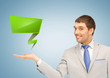 businessman with virtual blank text bubble