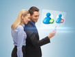 man and woman reading sms