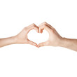 woman and man hands showing heart shape