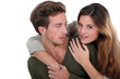 Woman surprising man
