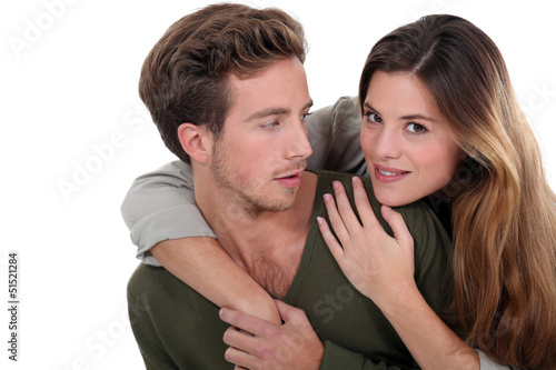 Photo: Woman surprising man Woman surprising man