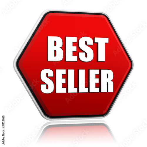 Illustration: best seller in red hexagon banner best seller in red hexagon banner