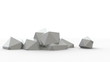 Triangular 3d shapes melt in a white background